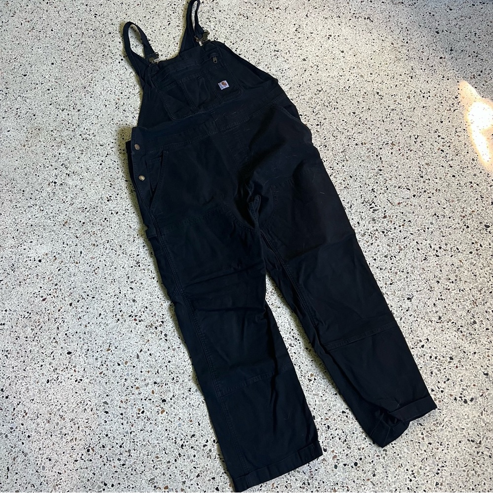 Carhartt Women’s Black Bib Overalls  Fit Workwear OR2438-W LARGE